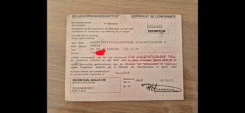 CUSTOM Certificat de conformité Honda Camino, Enlèvement ou Envoi