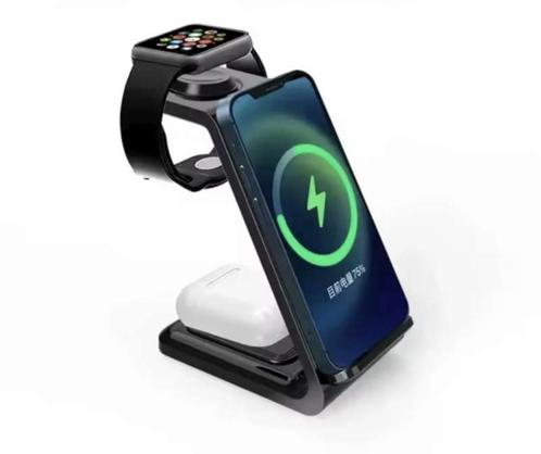 3-in-1 draadloze oplaadstation., Telecommunicatie, Mobiele telefoons | Telefoon-opladers, Nieuw, Apple iPhone, Ophalen of Verzenden