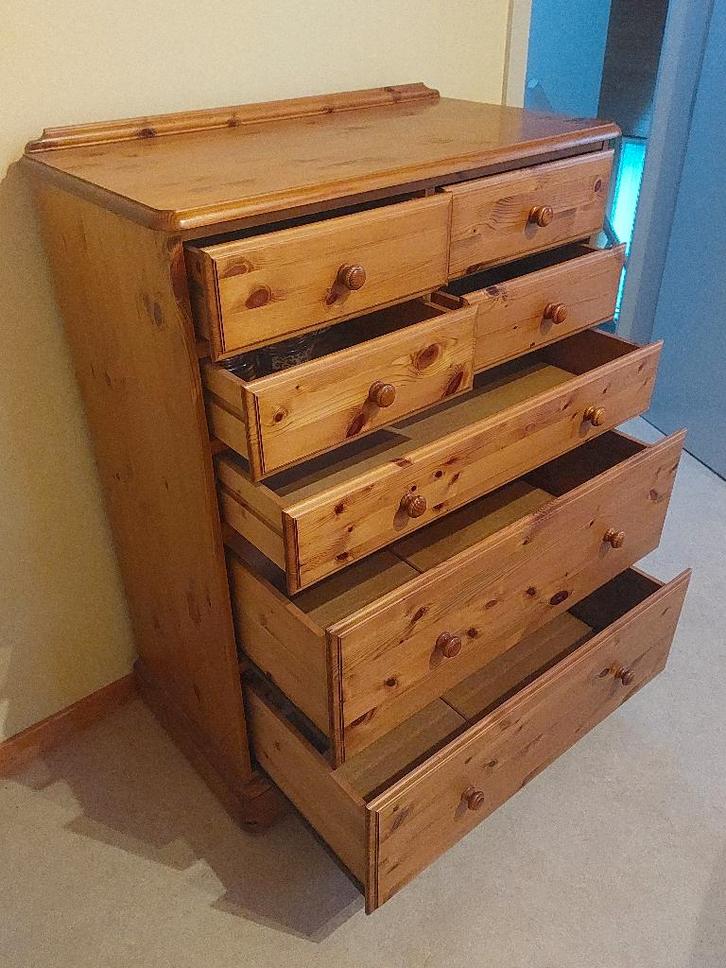 Zeer degelijke Engelse ladekast, Maison & Meubles, Armoires | Commodes, Comme neuf, 150 à 200 cm, 50 à 100 cm, 25 à 50 cm, Pin