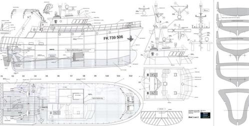 Bouwplan van een Hektrawler / werkboot, Hobby en Vrije tijd, Modelbouw | Boten en Schepen, Nieuw, Verzenden