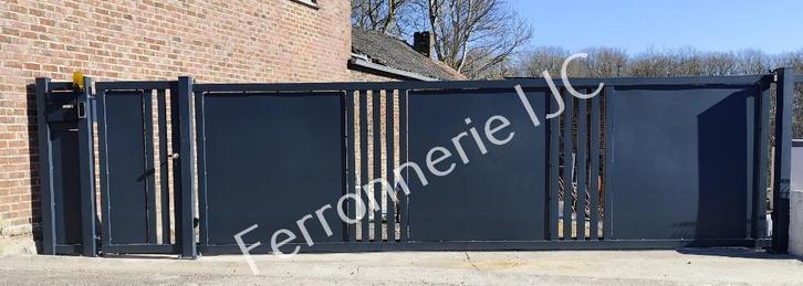 PROMO zelfdragende verschuifbare draaibare barrièrepoort, Tuin en Terras, Tuinhekken en Hekwerk, Nieuw, Tuinhek, IJzer, Met poort