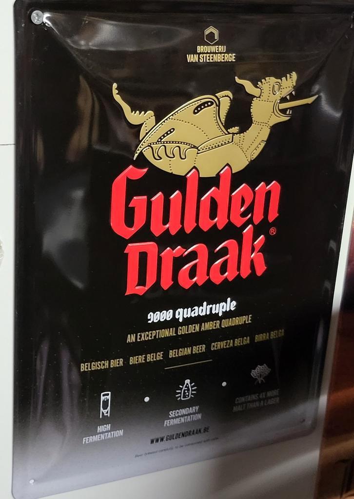 Gulden Draak 9000 A4 publiciteitsbord, Verzamelen, Biermerken, Ophalen of Verzenden