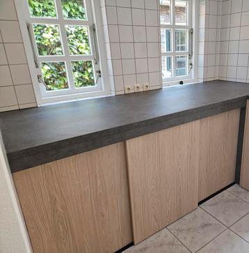 Zgan schuifdeursysteem met 3 deuren eikenlook en een werkbla, Enlèvement, Comme neuf
