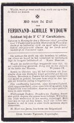 Ferdinand Wydouw Boezinge Soldaat + Passendale 1918, Verzamelen, Bidprentjes en Rouwkaarten, Verzenden, Bidprentje