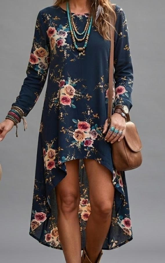 lange blauwe asymetrische jurk, Kleding | Dames, Jurken, Blauw, Ophalen of Verzenden