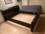 Bed kader leder, Huis en Inrichting, Ophalen, Zo goed als nieuw, Bruin