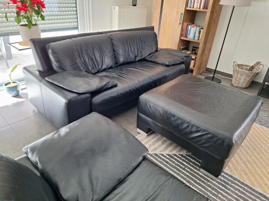 Zwart lederen zetels, Enlèvement, Utilisé, Banc droit, Cuir