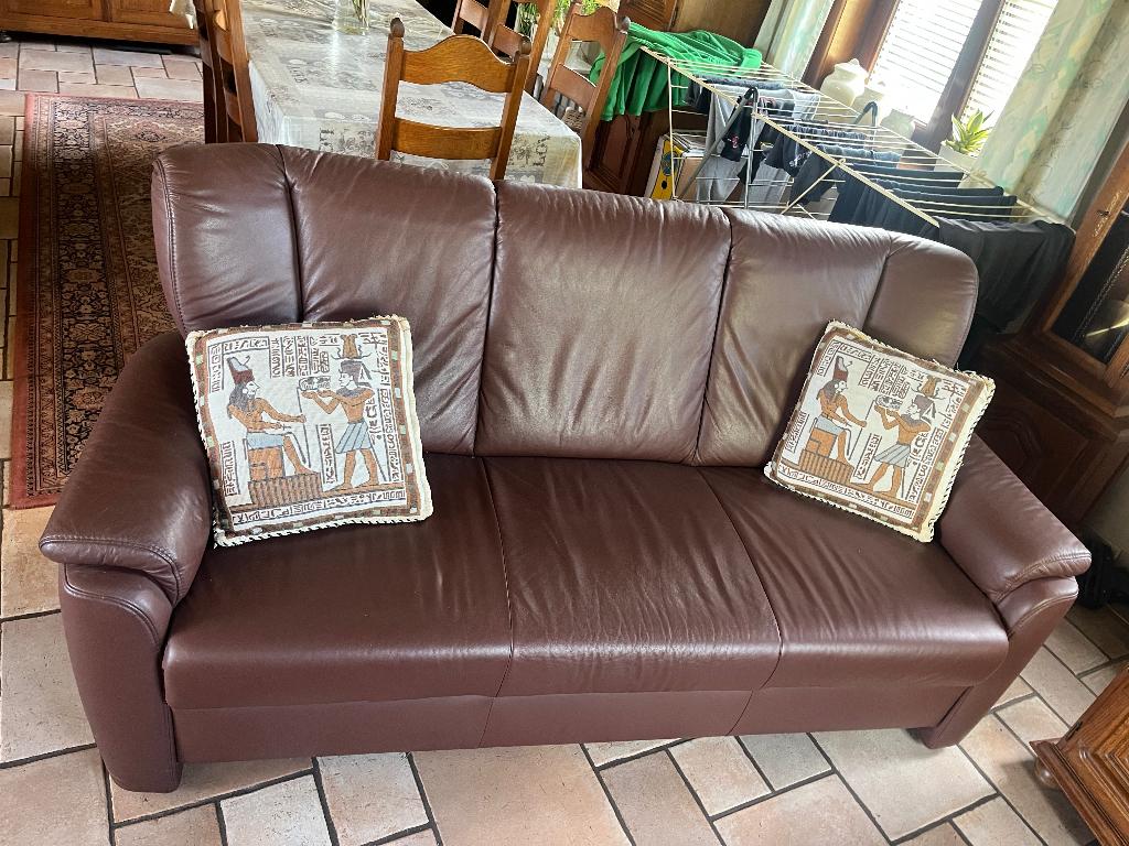 Lederen Zetel 3 zit + 2 zit, Ophalen, Overige maten, Leer, Zo goed als nieuw