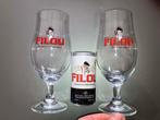 Filou bierglazen + biertje - NIEUW - 3 stuks, Ophalen of Verzenden, Nieuw, Glas