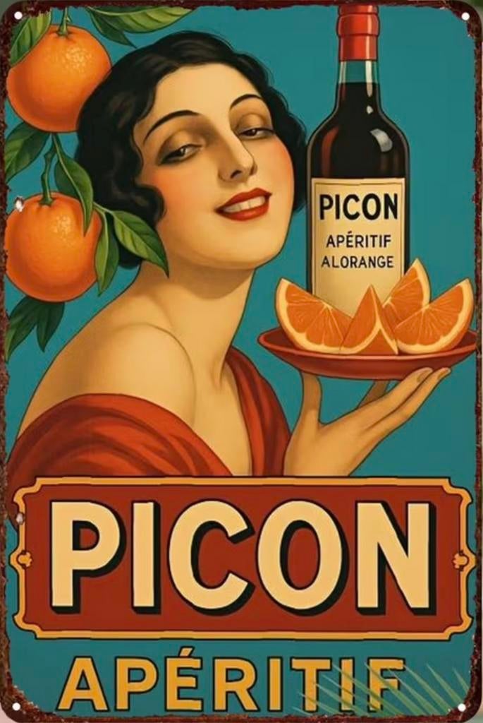 Metalen reclamebord Picon Apéritif - retro vintage mancave, Ophalen of Verzenden, Zo goed als nieuw, Reclamebord
