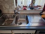Dubbele spoelbak in inox, Huis en Inrichting, Keuken | Keukenelementen, Ophalen, Gebruikt