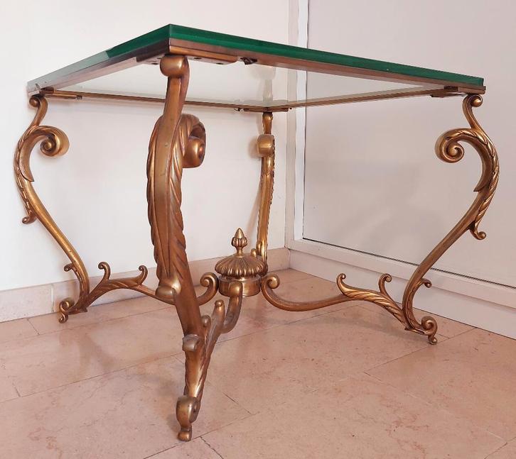 DEMAREZ Console — Verguld messing & glas — Mid-century, Antiek en Kunst, Antiek | Meubels | Tafels, Ophalen