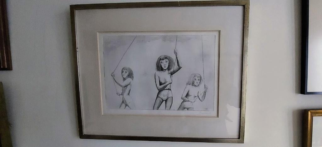 Roland Devolder - ets - "drie meisjes vliegeren - Nr/get, Antiek en Kunst, Kunst | Etsen en Gravures, Ets, Genummerd, Gesigneerd