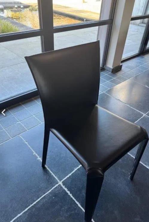 4 Bontempi Clark design leren stoelen zwart leder, Ophalen, Zwart, Nieuw, Leer