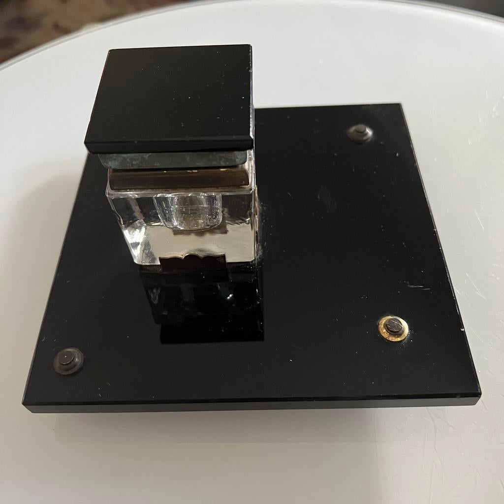 Art Deco inktpot zwart glas inktpot blank glas, Ophalen of Verzenden, Zo goed als nieuw