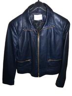 blouson en cuir marque Sandro luxe 38 impeccable, Sandro, Enlèvement, Comme neuf, Bleu