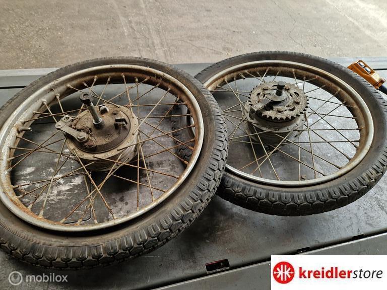 Kreidler Wielen set met 120 mm Leleu naven compleet, Gebruikt, Kreidler, Ophalen of Verzenden, Kreidler