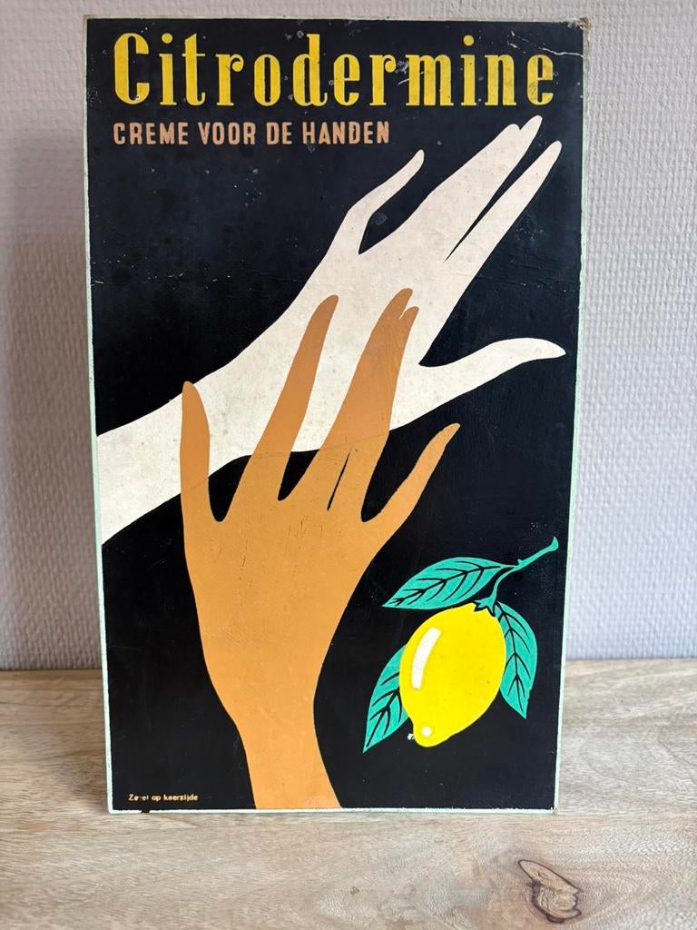 Vintage reclamebord Citrodermine 1953, Ophalen of Verzenden, Gebruikt, Reclamebord
