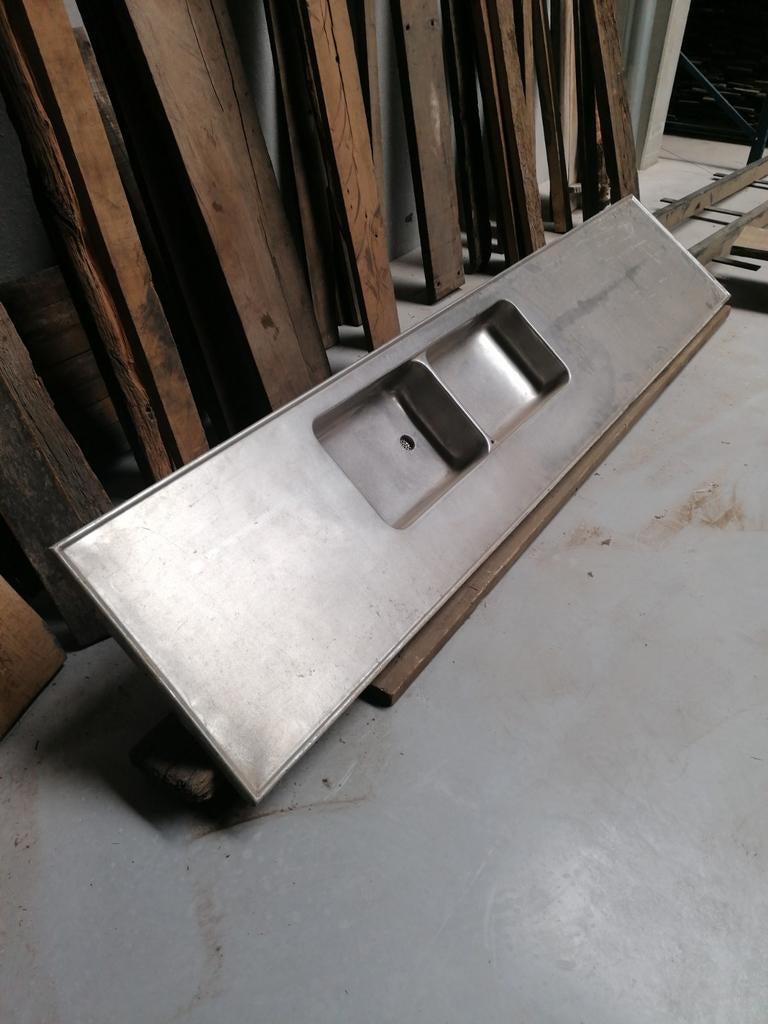 Dubbele spoelbak/toog inox, Huis en Inrichting, Keuken | Keukenelementen, Ophalen