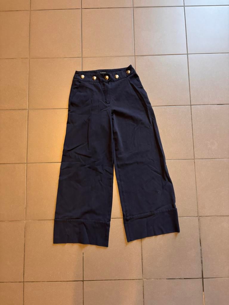 Navy brede broek Caroline Biss maat 34, Blauw, Ophalen of Verzenden, Maat 34 (XS) of kleiner, Lang