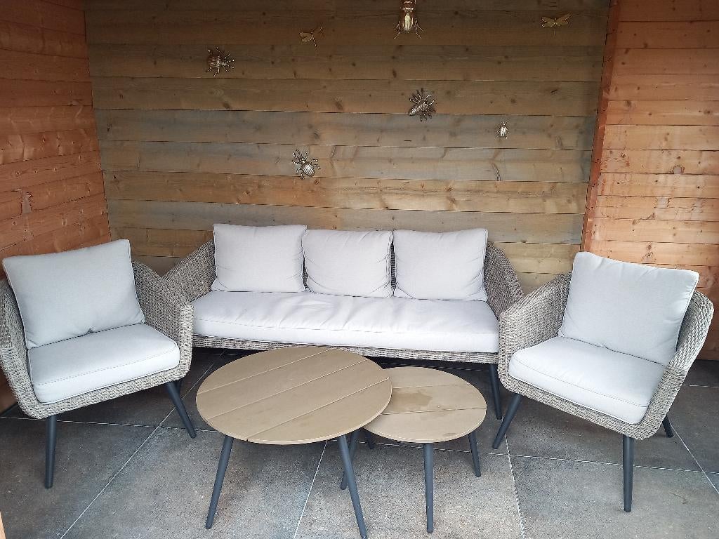 Loungeseset voor veranda of terras, 5 places, Osier, Enlèvement, Utilisé