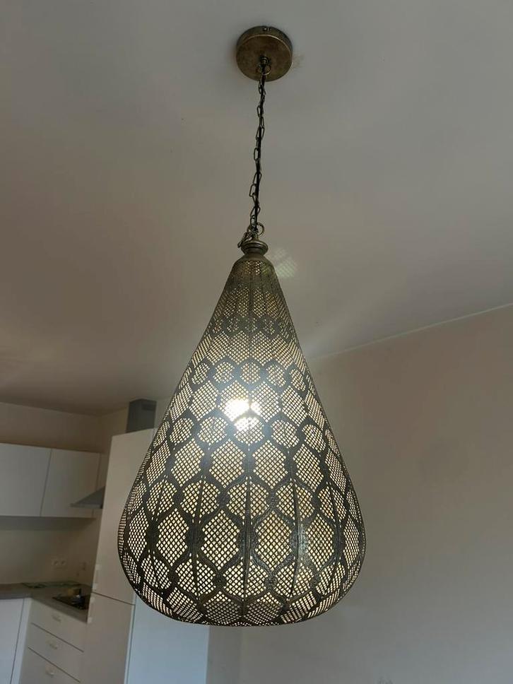 Sfeervolle oosterse hanglamp - messing look, Maison & Meubles, Lampes | Suspensions, Utilisé, 75 cm ou plus, Métal, Enlèvement