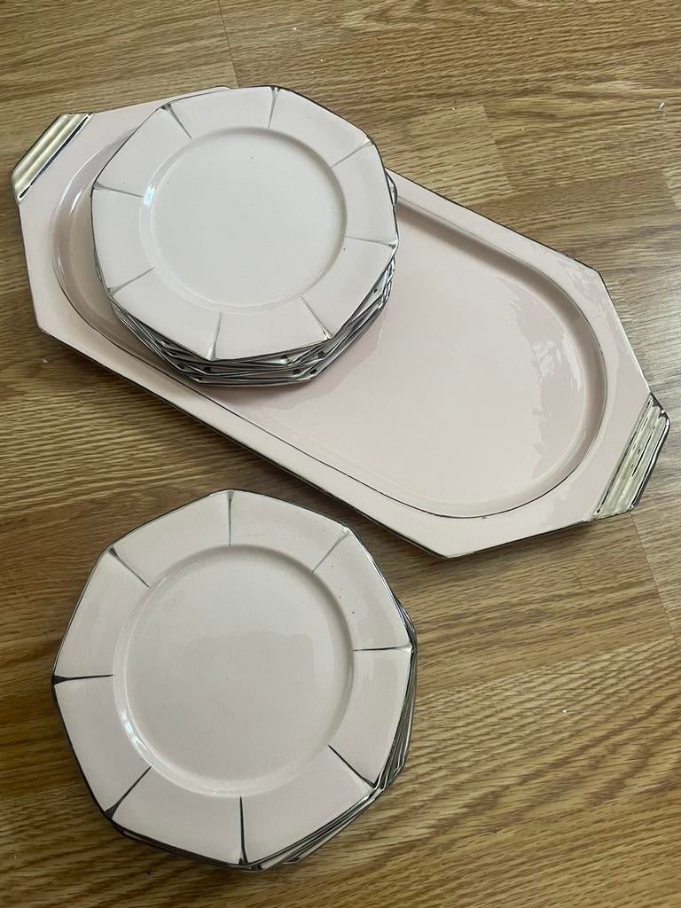 Set à gâteaux art déco de Boch « Bruxelles », Antiquités & Art, Antiquités | Services (vaisselle) pièces, Enlèvement ou Envoi