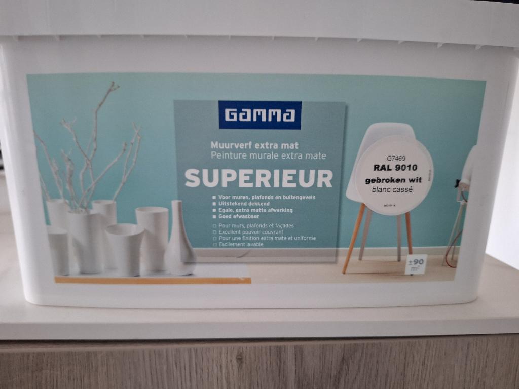 Pot VerfGamma 10 litres supérieur RAL 9010 blanc cassé, Enlèvement, Neuf, Blanc, Peinture