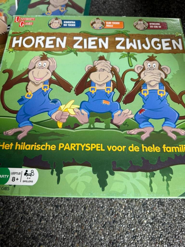 Gezelschapsspel ‘horen, zien en en zwijgen’, Drie of vier spelers, Ophalen of Verzenden, Gebruikt