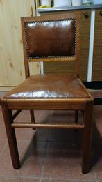 Gratis: 6 houten stoelen met lederen zit en rug, Antiek en Kunst, Ophalen