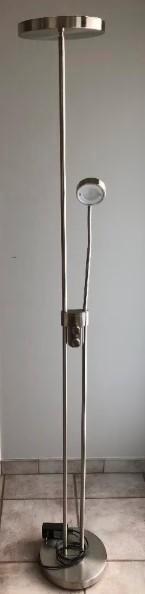 Lampadaire LED inox + lampe lecture (2 variateurs) (NOUVEAU), Maison & Meubles, Lampes | Lampadaires, Neuf, 150 à 200 cm, Métal