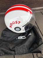 BOOST retro jethelm wit met rode strepen met vizier M, M, Dames, Jethelm, Nieuw zonder kaartje