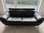 2x zwart leren zetels, Huis en Inrichting, Ophalen, Gebruikt, 150 tot 200 cm, Rechte bank