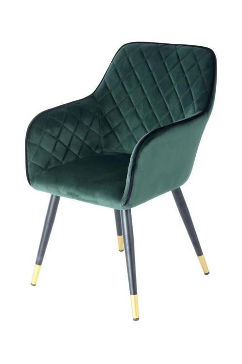 Chaise Amino 525 vert foncé/noir, Maison & Meubles, Chaises, Comme neuf, Quatre, Bois, Métal, Tissus, Autres couleurs, Enlèvement