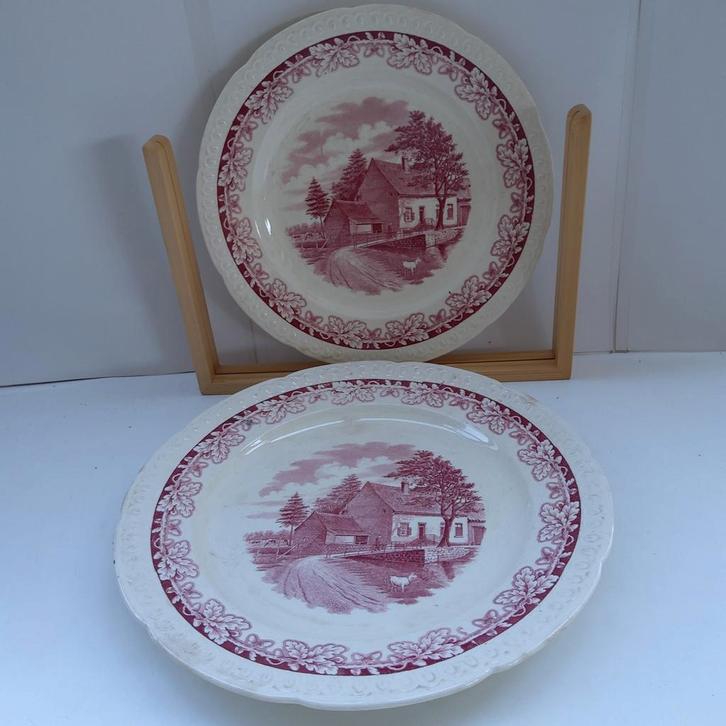2 grote serveerborden. Diameter: 30 - 33 cm., Antiek en Kunst, Antiek | Servies los, Ophalen of Verzenden