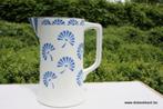 Retro vintage antieke oude lampetkan wit blauw Nimy, Ophalen of Verzenden