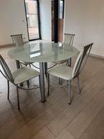 Table de cuisine en verre et 4 chaises, Maison & Meubles, Tables | Tables à manger, Quatre personnes, Rond, Enlèvement, Utilisé