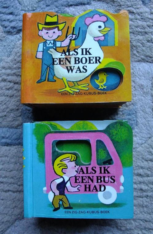 Vintage: 2 zig-zag-kubus-boeken - zo goed als nieuw!!, Livres, Livres pour enfants | 4 ans et plus, Comme neuf, Enlèvement ou Envoi