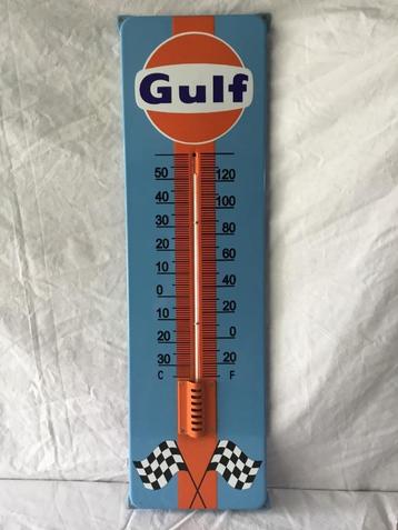 Thermomètre émaillée Gulf 76x22cm, Enlèvement, Utilisé, Panneau publicitaire