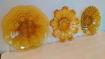 3 Art Deco schalen persglas oker kleur , gemerkt, Antiek en Kunst, Ophalen of Verzenden