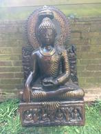 Thaise Boeddha beeld op troon van vol steen, Tuin en Terras, Ophalen of Verzenden, Steen, Boeddhabeeld