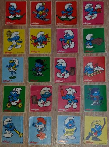 De Smurfen 20 stickers Kellogg's 70s/80s Peyo Schtroumpfs disponible aux enchères