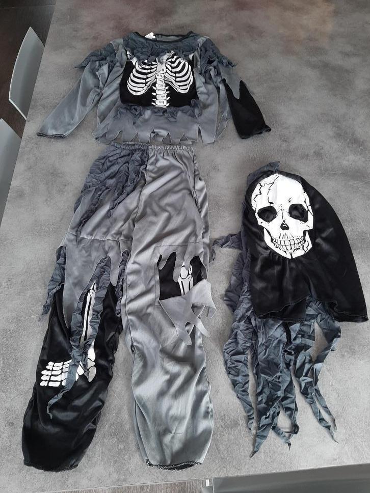 Skelet broek + longsleeve + masker 9-10 jaar, Kinderen en Baby's, Carnavalskleding en Verkleedspullen, Gebruikt, Jongen of Meisje
