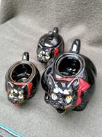 Antieke Japanse theeset. Zwarte kat 3 delen ca. 1900 TOP, Antiek en Kunst, Curiosa en Brocante, Ophalen of Verzenden