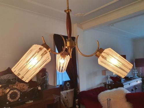 Suspension rétro des années 1960 avec trois calices, complèt, Maison & Meubles, Lampes | Suspensions, Comme neuf, 50 à 75 cm, Verre