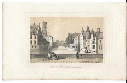 1844 - Brugge - het Reitje, Antiek en Kunst, Kunst | Etsen en Gravures, Verzenden