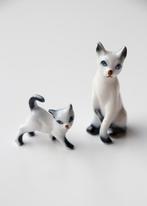 Vintage handgeschilderde katten in fijn porselein, Antiek en Kunst, Ophalen of Verzenden