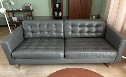 2x IKEA LANDSKRONA 3-zitsbank Grijs Leder | GRATIS LEVERING, Huis en Inrichting, Zetels | Zetels, Zo goed als nieuw, Rechte bank