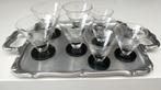 Art deco glazen op zwarte voet. Set van 8., Antiek en Kunst, Ophalen
