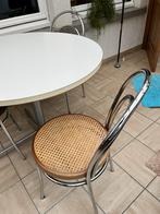 Ronde eettafel diameter 1m met 3 rieten stoelen, Huis en Inrichting, Ophalen, Gebruikt, Klassiek, Rond